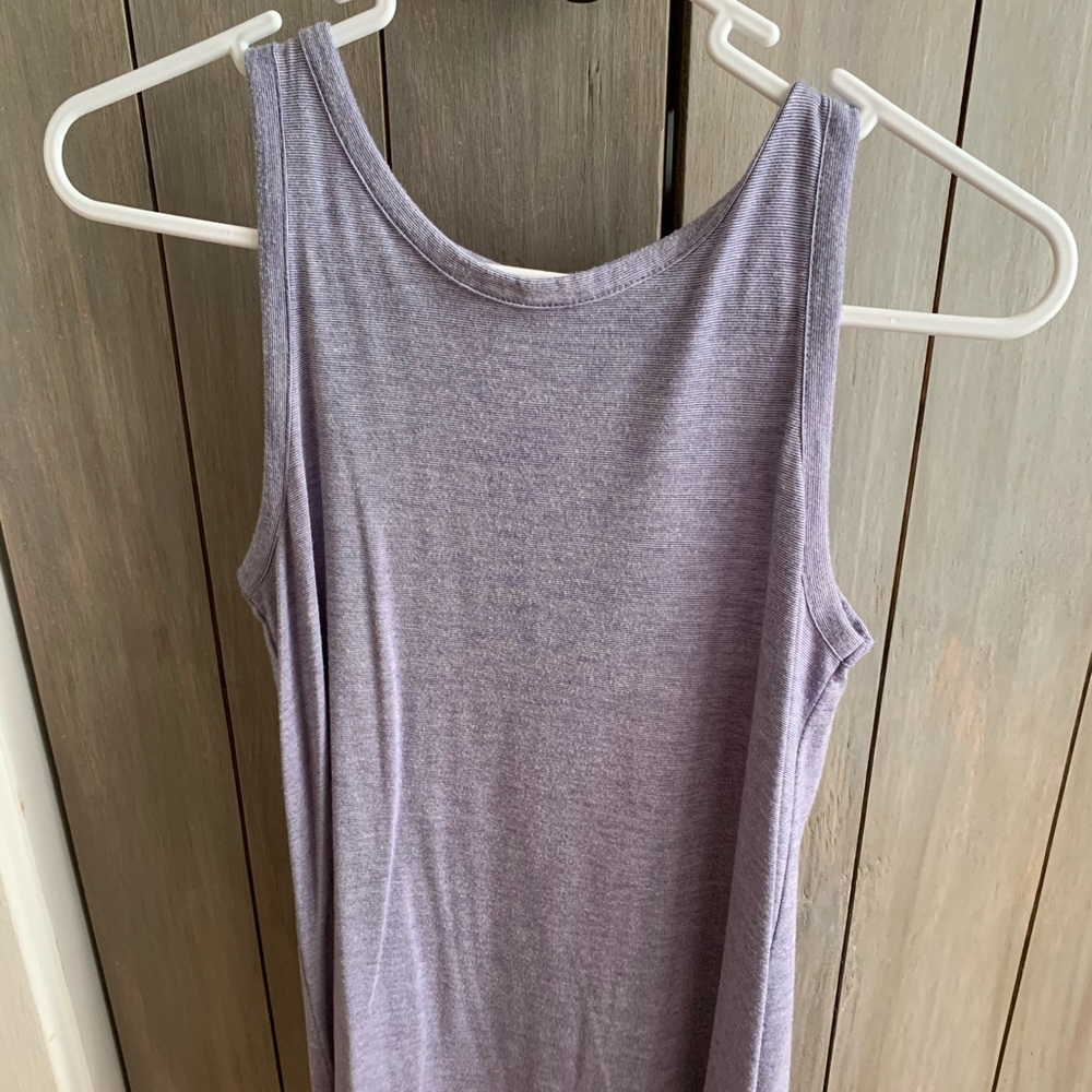 blue and white stripped tank top